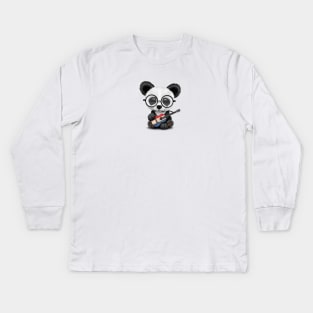 Baby Panda Playing Dutch Flag Guitar Kids Long Sleeve T-Shirt